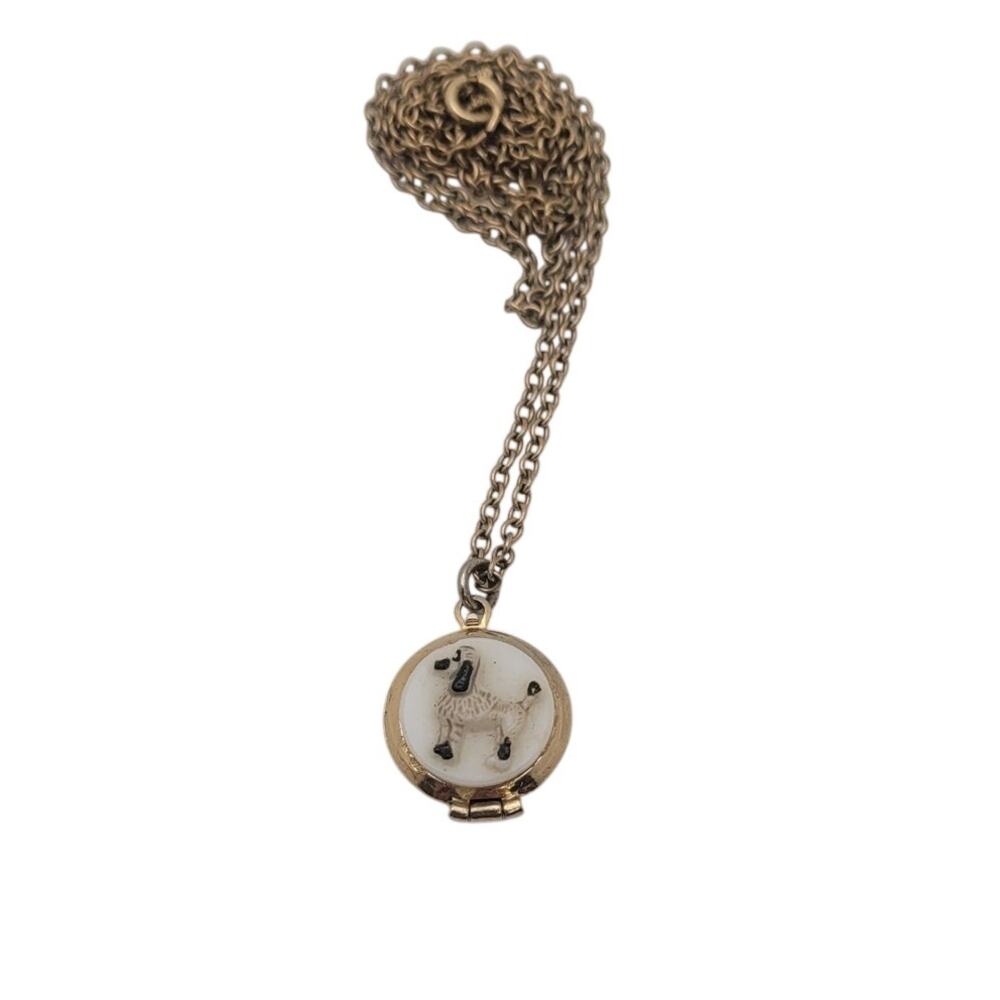 Vintage B.A. Ballou BAB Poodle Locket Necklace 12K Gold Filled 18" Chain